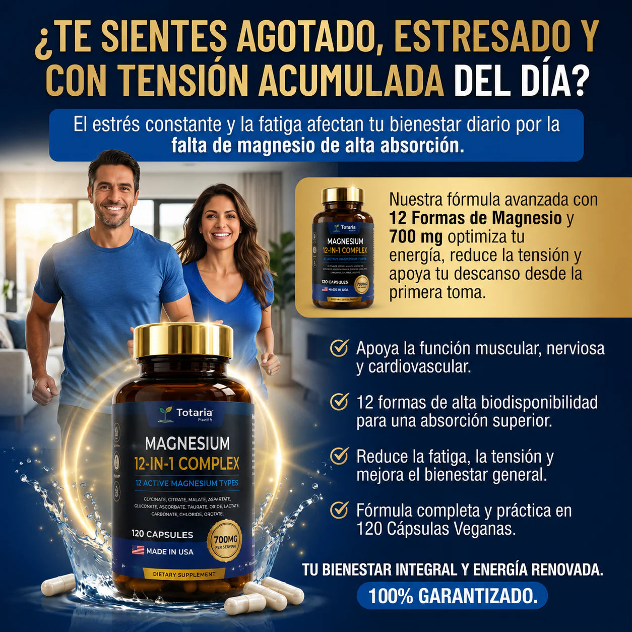 Complejo de Magnesio 700 mg 12 en 1 Totaria, Apoyo muscular y nervioso completo, empieza hoy mismo - Imagen 6
