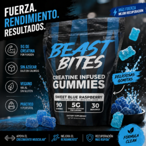 Beast Bites™ Creatina en Gomitas Veganas Sin Azúcar, Fuerza, y Recuperación Muscular rapida, que esperas para probarlas