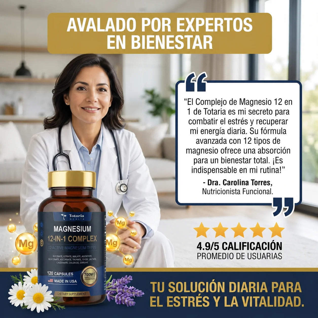 Complejo de Magnesio 700 mg 12 en 1 Totaria, Apoyo muscular y nervioso completo, empieza hoy mismo - Imagen 5