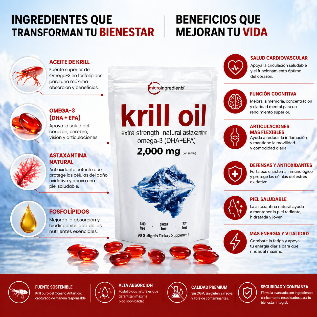 Krill Oil 2000mg® Salud Cardiovascular, Mental y Articular - Imagen 2