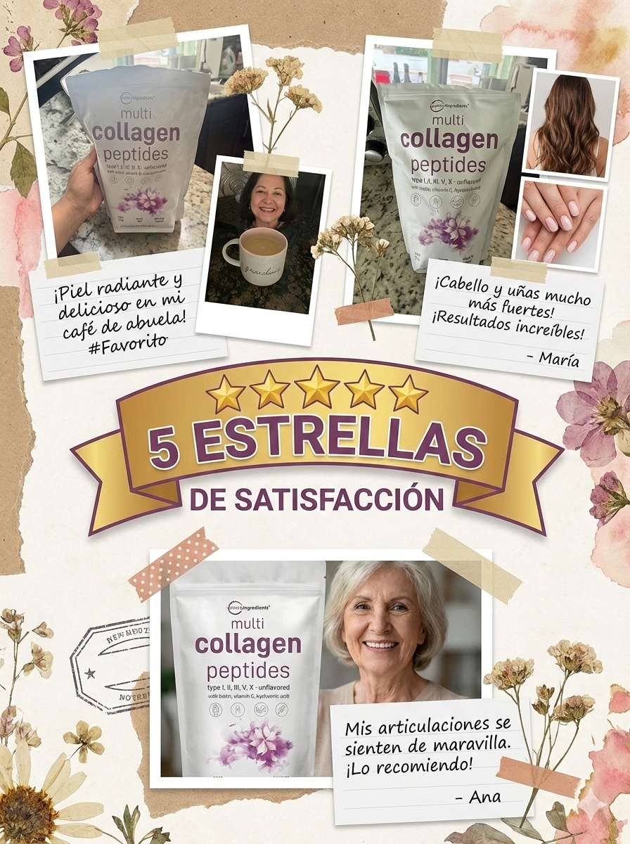 Multicolageno de Péptidos Microingredients® 1lb Mezcla Avanzada de 5 Colágenos, Biotina, Vitamina C y Ácido Hialurónico, descubre los beneficios desde hoy. - Imagen 6