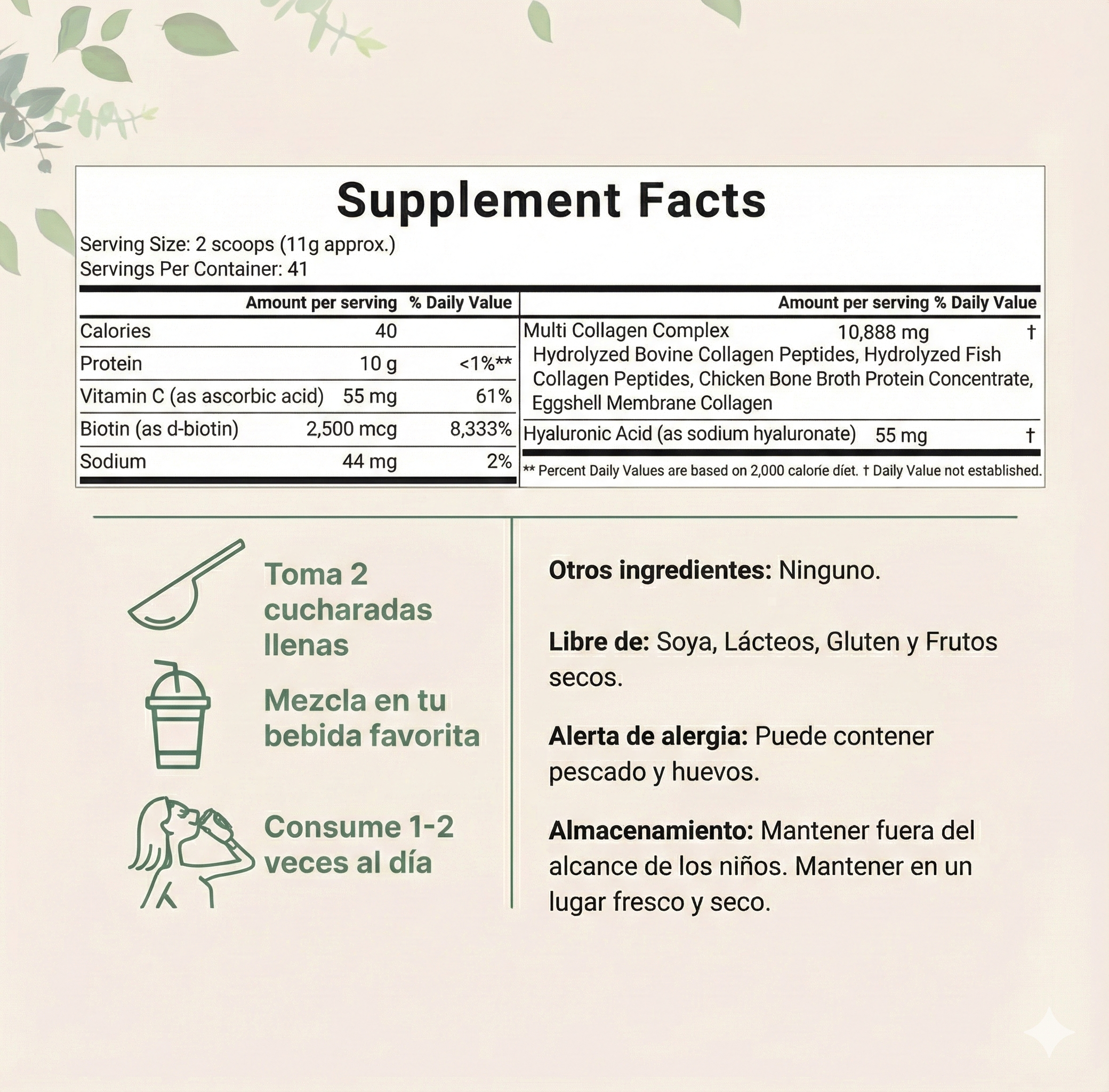 Multicolageno de Péptidos Microingredients® 1lb Mezcla Avanzada de 5 Colágenos, Biotina, Vitamina C y Ácido Hialurónico, descubre los beneficios desde hoy. - Imagen 10