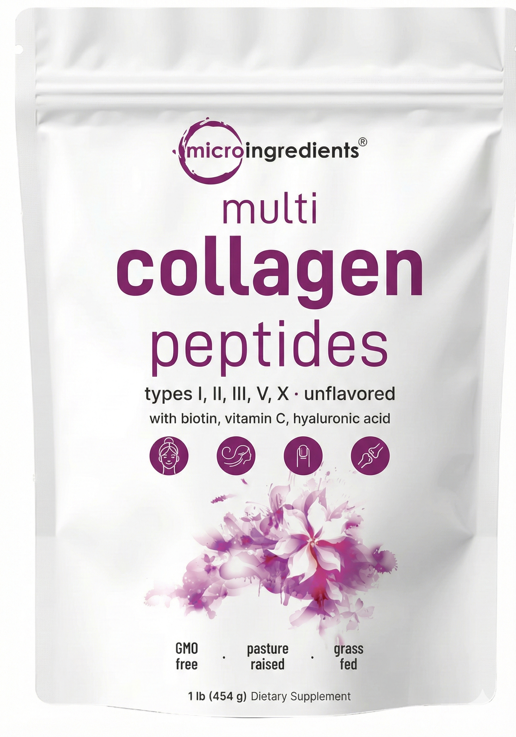 Multicolageno de Péptidos Microingredients® 1lb Mezcla Avanzada de 5 Colágenos, Biotina, Vitamina C y Ácido Hialurónico, descubre los beneficios desde hoy. - Imagen 3