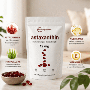 Astaxanthin 12 mg de Microingredients® Cuida tu piel, ojos y células desde hoy con protección antioxidante avanzada