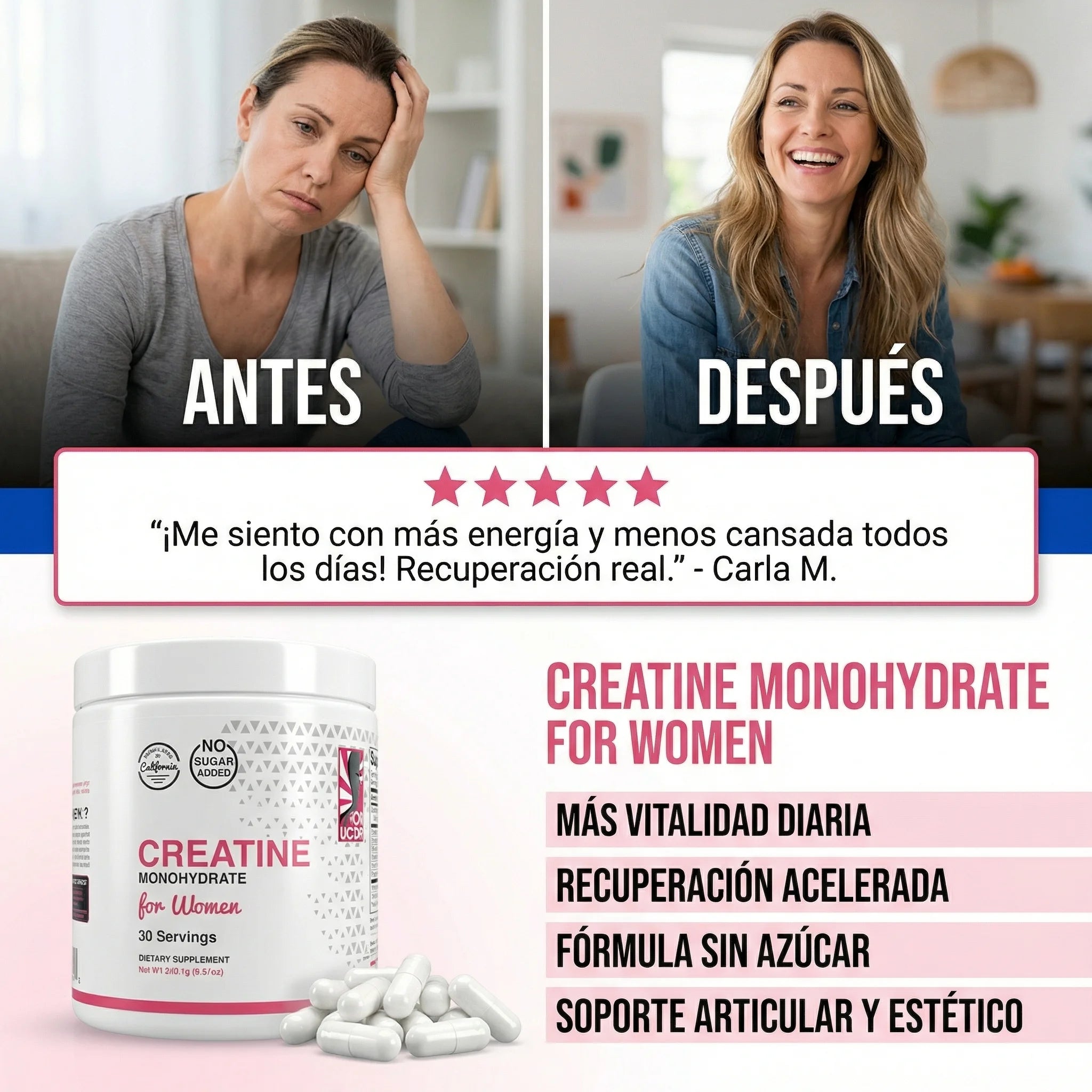 Creatina para Mujeres Old School Labs® Más Fuerza, Más Glúteo, Más Recuperación, la Original!! - Imagen 2