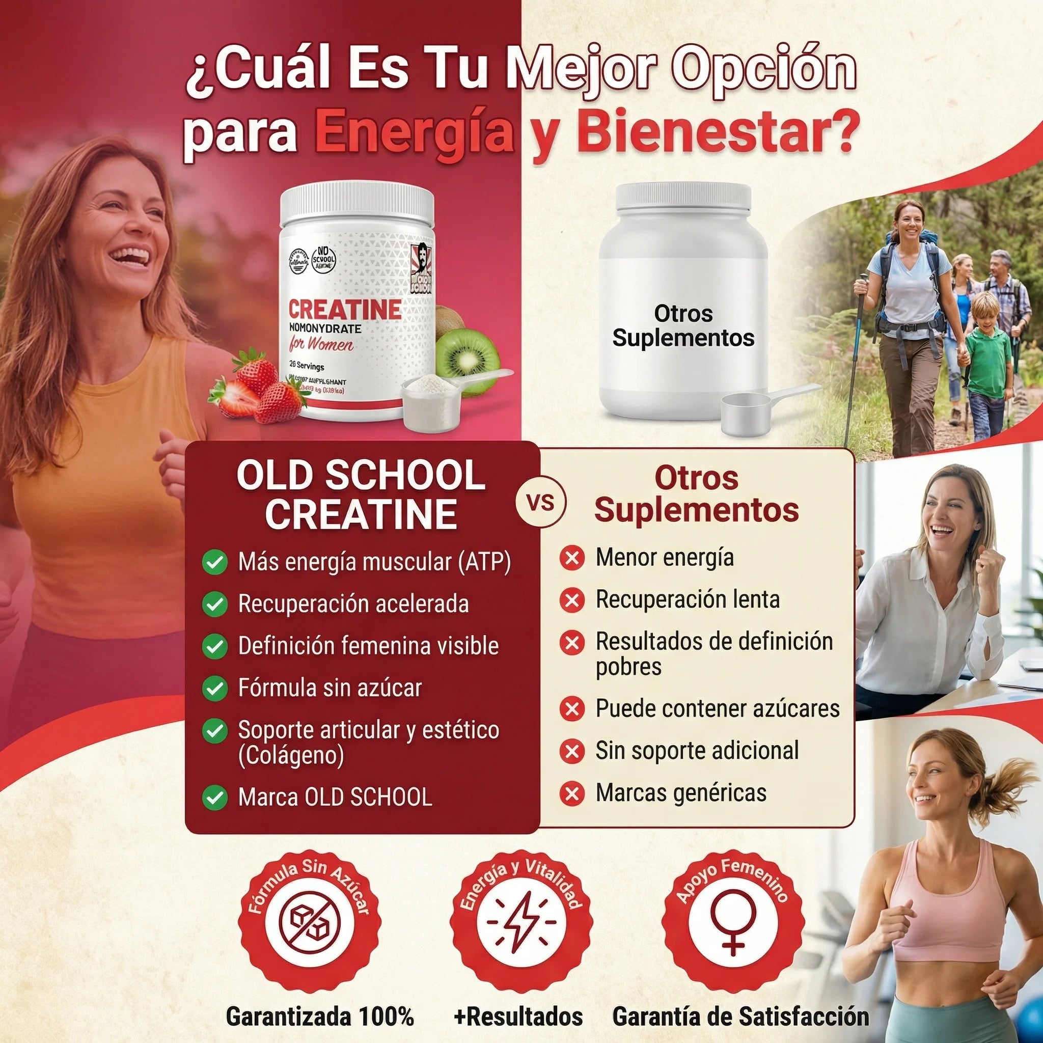 Creatina para Mujeres Old School Labs® Más Fuerza, Más Glúteo, Más Recuperación, la Original!! - Imagen 5