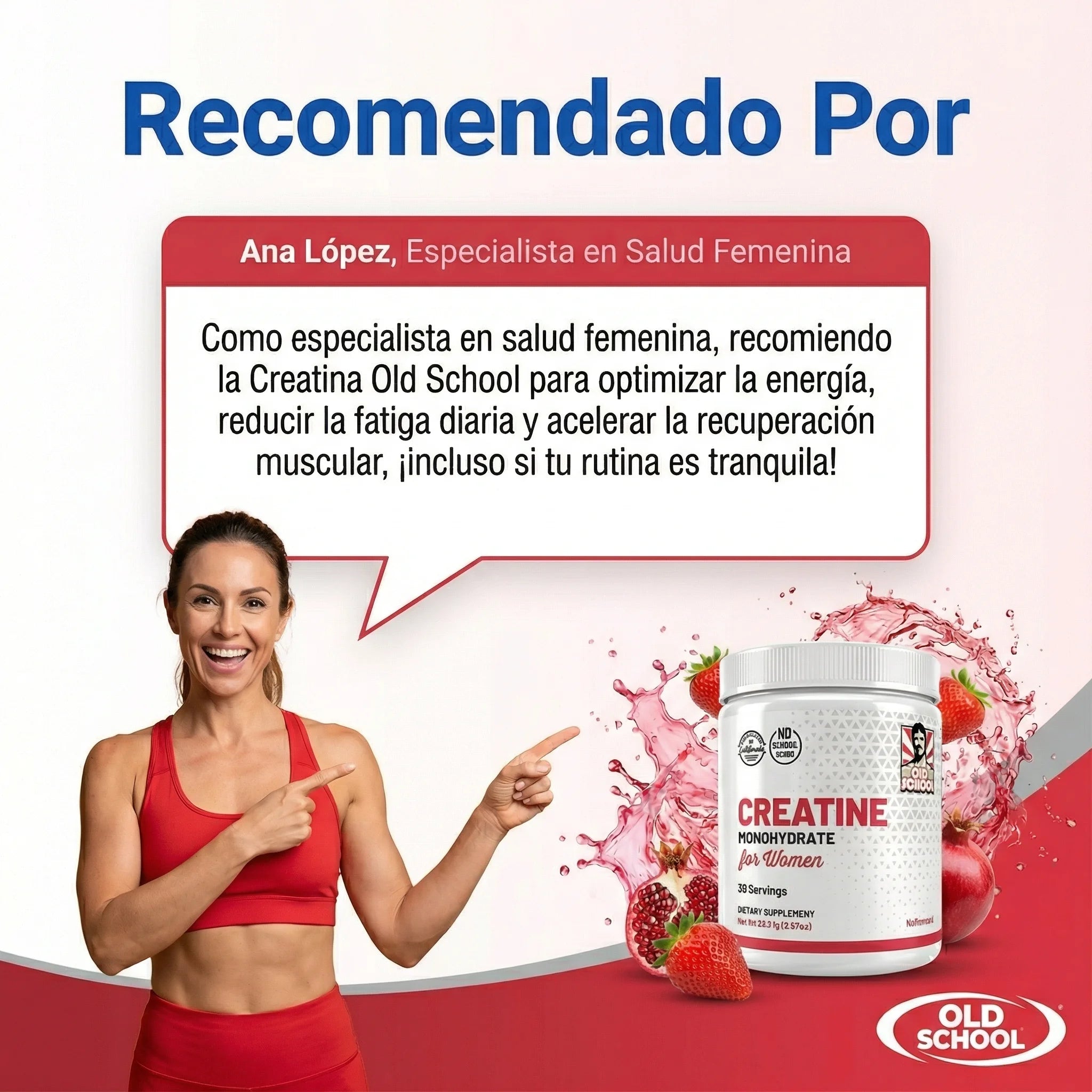 Creatina para Mujeres Old School Labs® Más Fuerza, Más Glúteo, Más Recuperación, la Original!! - Imagen 3