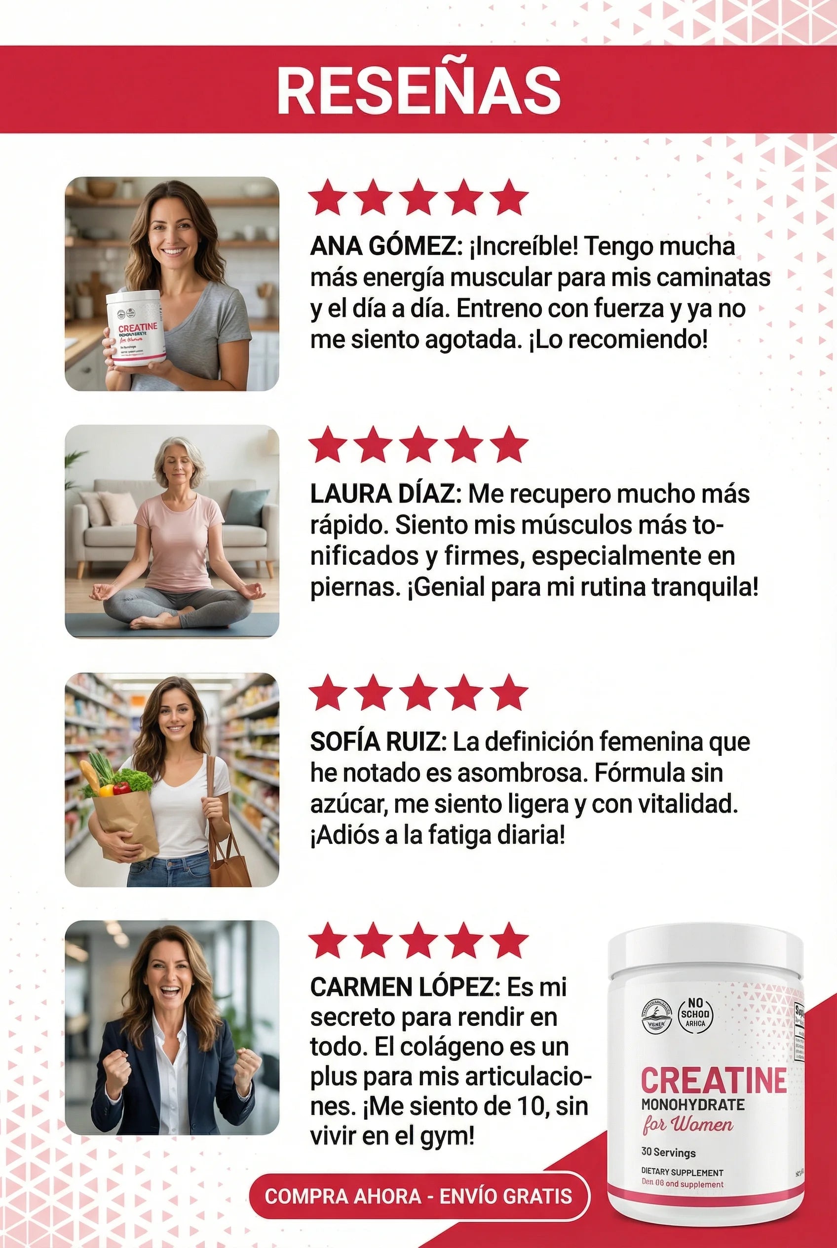 Creatina para Mujeres Old School Labs® Más Fuerza, Más Glúteo, Más Recuperación, la Original!! - Imagen 6