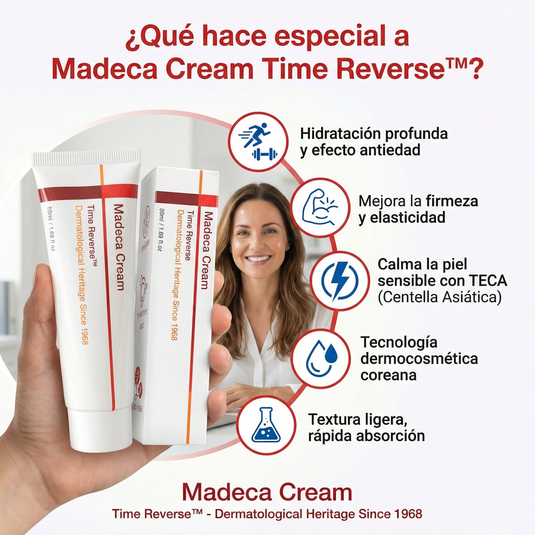 Madeca Cream Time Reverse™ Reparación Coreana con Centella asiatica, mejora la salud de tu piel hoy mismo - Imagen 2