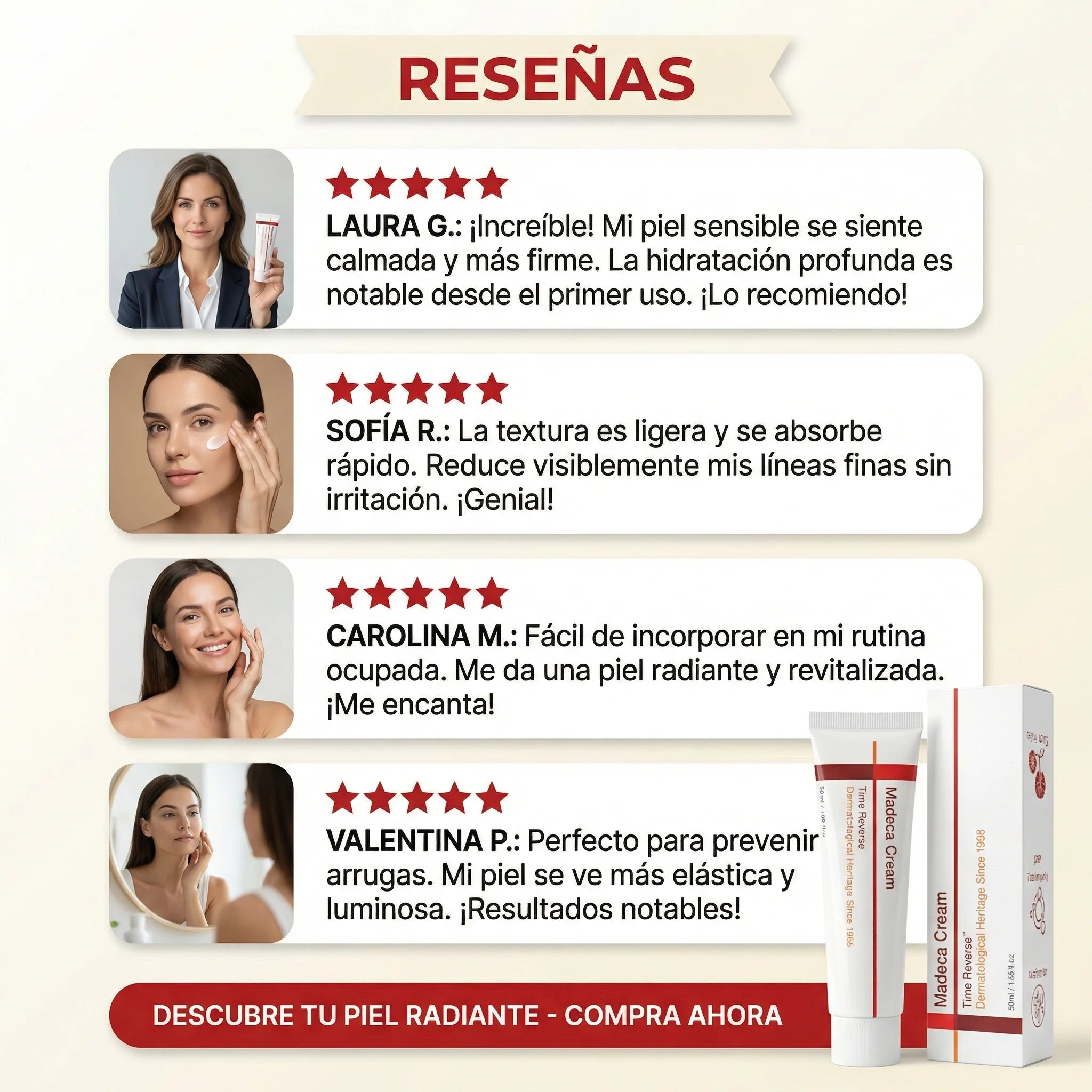 Madeca Cream Time Reverse™ Reparación Coreana con Centella asiatica, mejora la salud de tu piel hoy mismo - Imagen 4