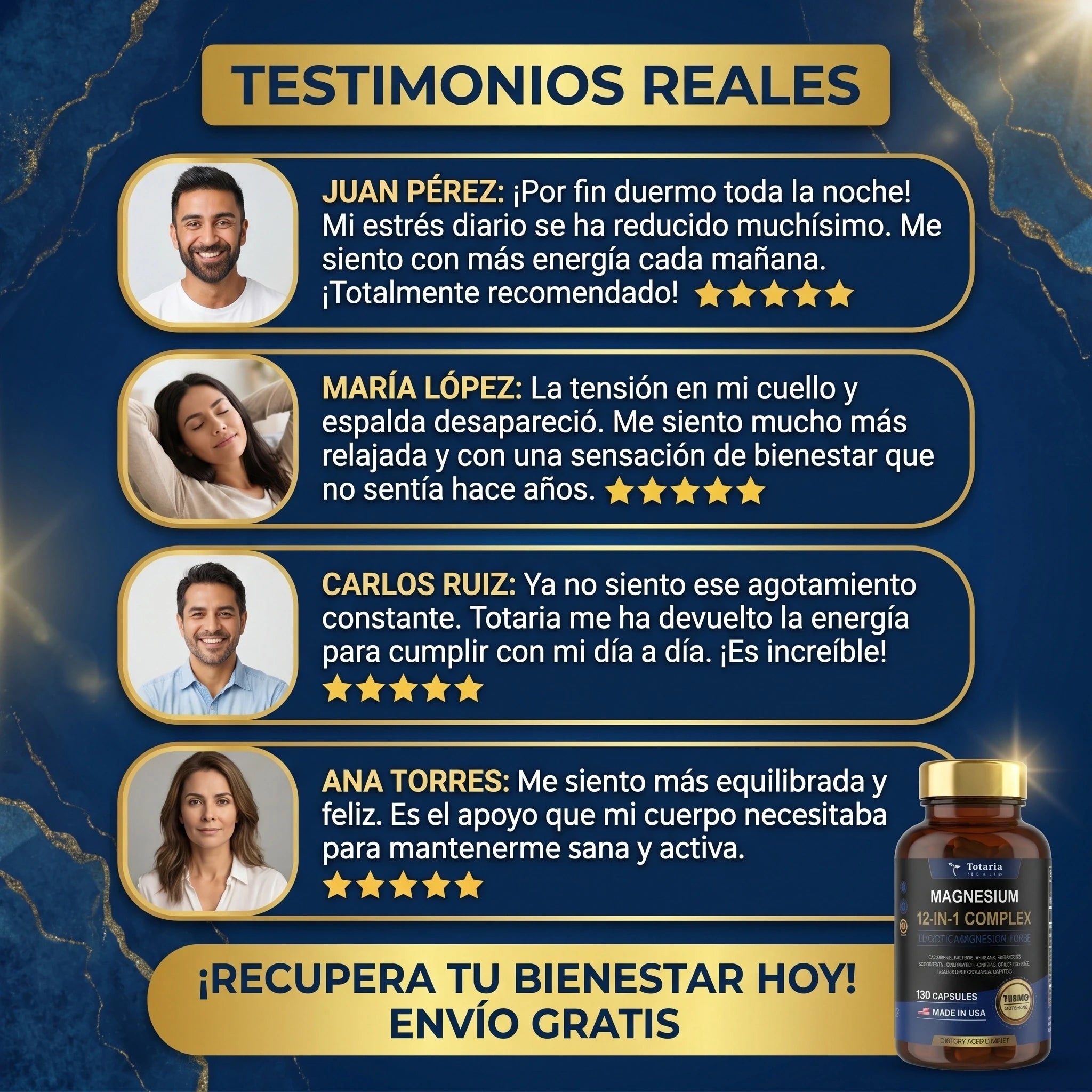 Totaria Magnesio 12 en 1 - Testimonios reales de clientes